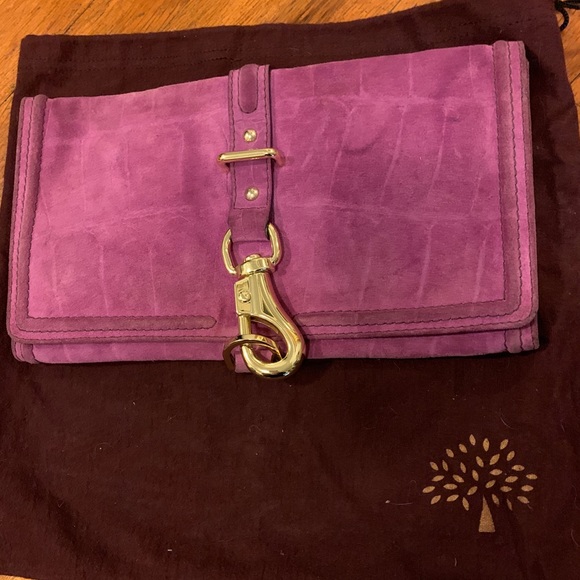 mulberry suede clutch